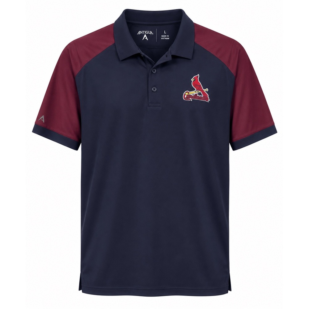 Antigua St Louis Cardinals MLB Polo Shirt Mens Large Navy Burgundy Colorblock
